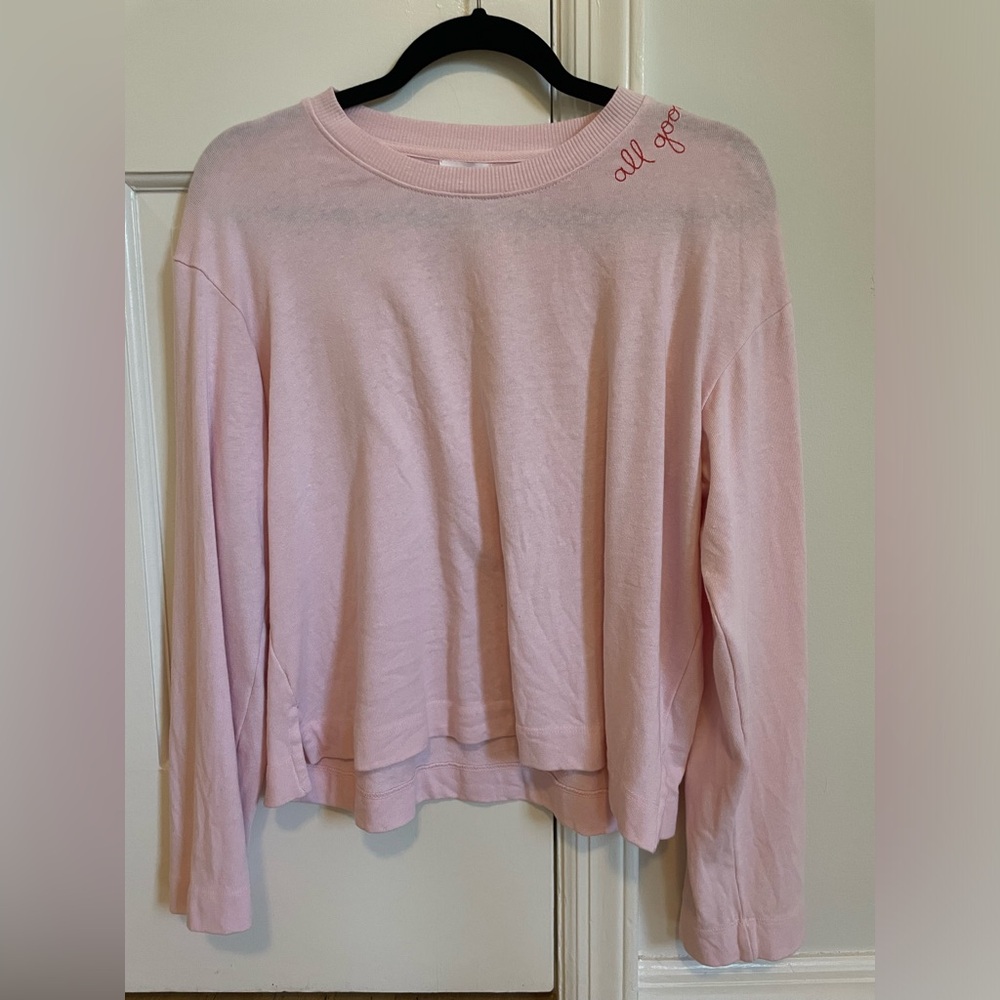 Sundry Pink Pullover with Orange Stitching Detail
